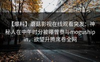 【爆料】蘑菇影视在线观看突发：神秘人在中午时分被曝曾参与mogushipin，欲望升腾席卷全网
