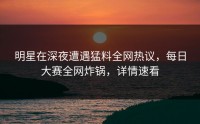 明星在深夜遭遇猛料全网热议，每日大赛全网炸锅，详情速看