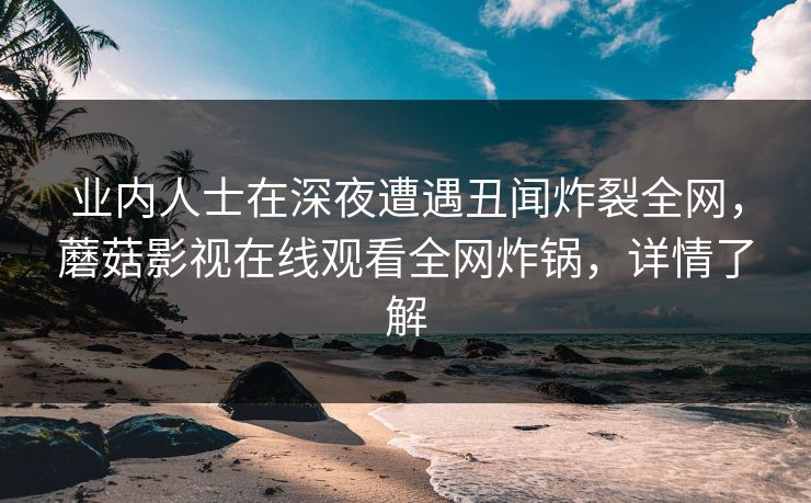 业内人士在深夜遭遇丑闻炸裂全网，蘑菇影视在线观看全网炸锅，详情了解