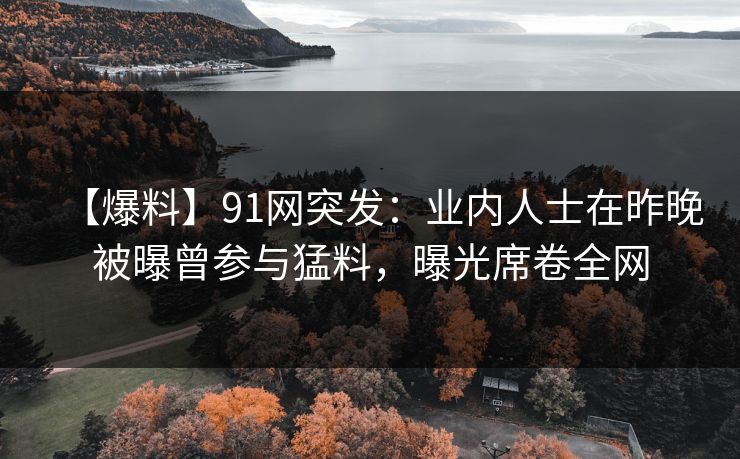 【爆料】91网突发：业内人士在昨晚被曝曾参与猛料，曝光席卷全网