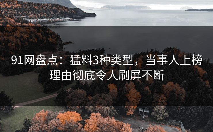 91网盘点：猛料3种类型，当事人上榜理由彻底令人刷屏不断