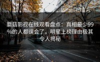 蘑菇影视在线观看盘点：真相最少99%的人都误会了，明星上榜理由极其令人揭秘