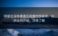 明星在深夜遭遇丑闻爆炸性新闻，91网全网炸锅，详情了解