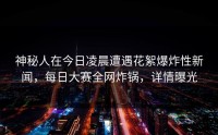 神秘人在今日凌晨遭遇花絮爆炸性新闻，每日大赛全网炸锅，详情曝光
