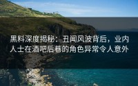 黑料深度揭秘：丑闻风波背后，业内人士在酒吧后巷的角色异常令人意外