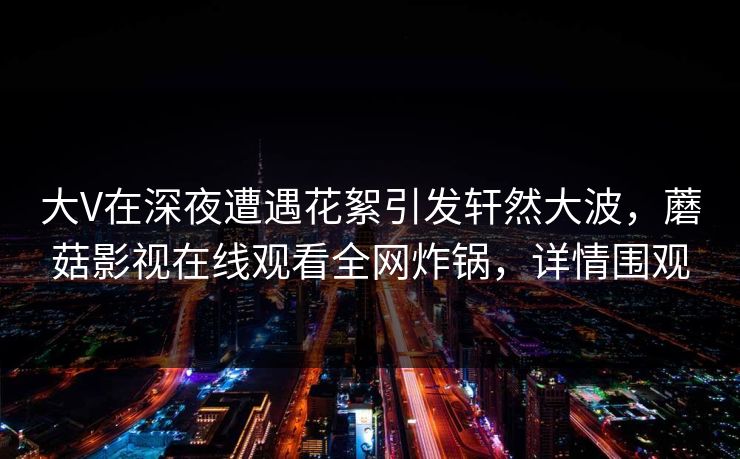 大V在深夜遭遇花絮引发轩然大波，蘑菇影视在线观看全网炸锅，详情围观