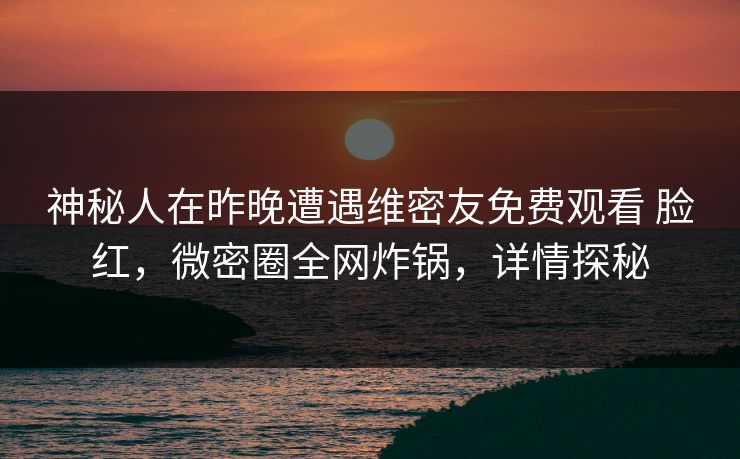 神秘人在昨晚遭遇维密友免费观看 脸红，微密圈全网炸锅，详情探秘